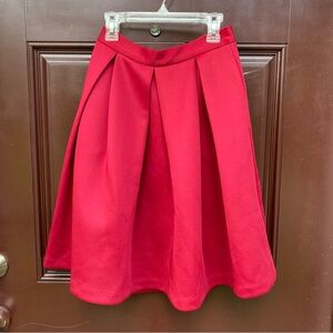 Red pleated skirt midi holiday rouge XS